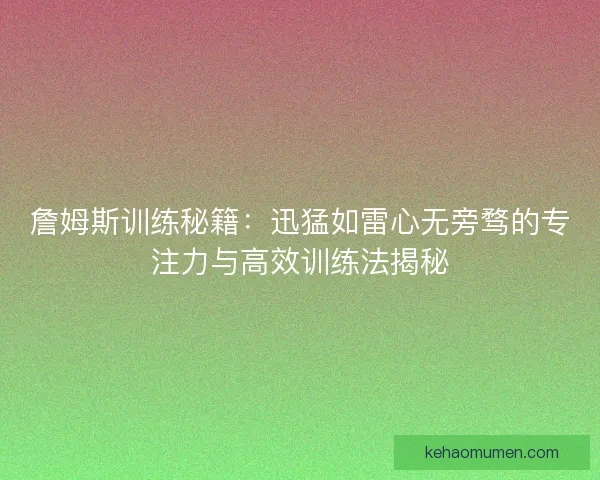 詹姆斯训练秘籍：迅猛如雷心无旁骛的专注力与高效训练法揭秘